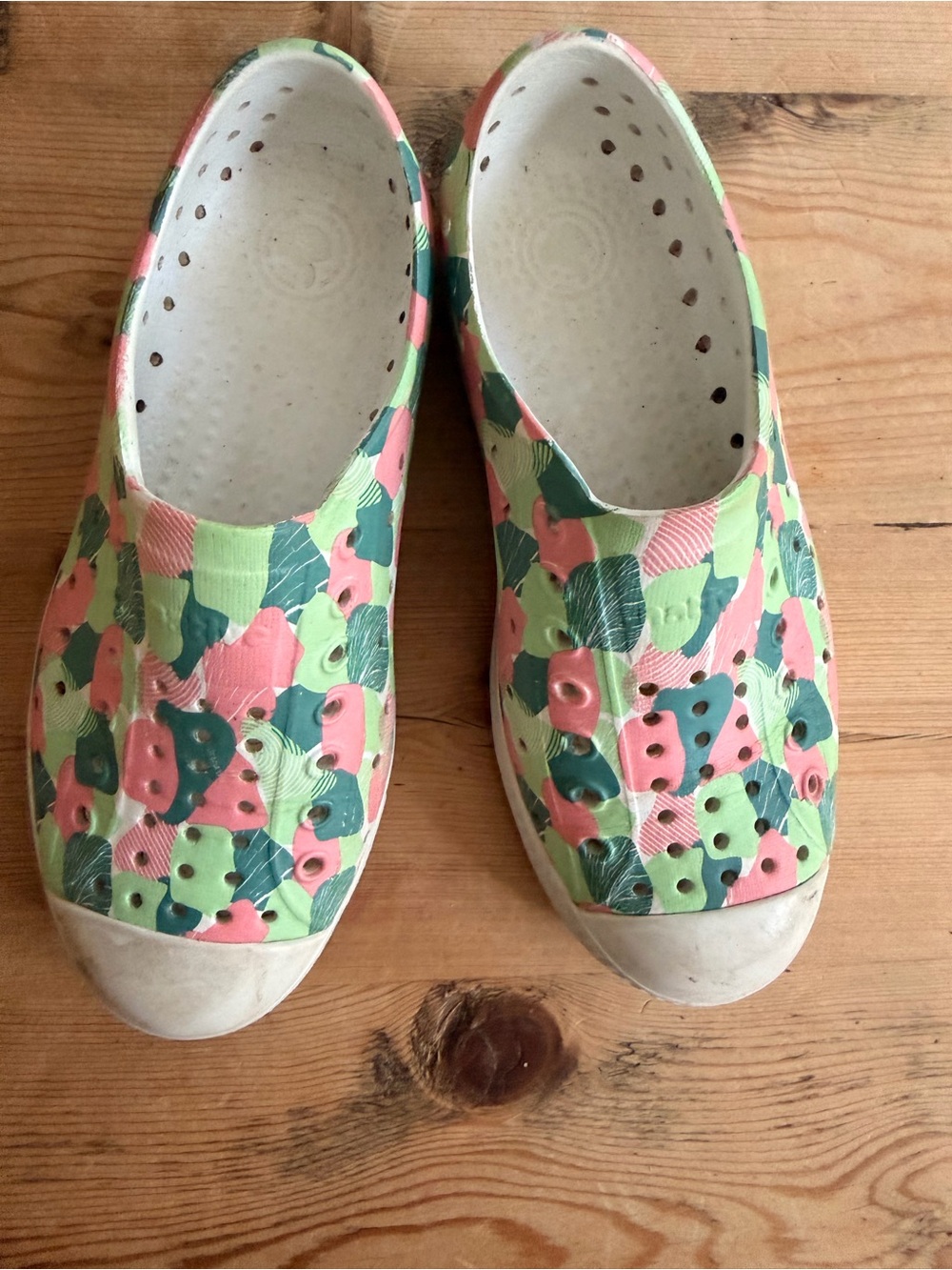Kids Slip-On Natives in Pink & Green - Comfortable Lightweight Shoes